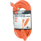 SJTW Orange Outdoor Extension Cord - 3 Outlets, 15 m