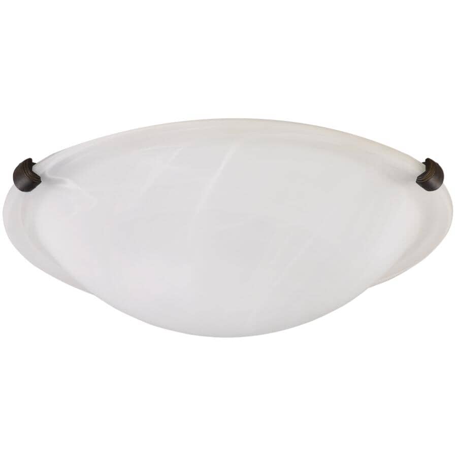 2 Light Flush Mount Light Fixture - Oil Rubbed Bronze with Alabaster Glass