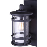 Duffy Outdoor Downward Coach Fixture - Black with Seeded Glass, 15-3/8''