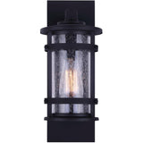 Duffy Outdoor Downward Coach Fixture - Black with Seeded Glass, 15-3/8''