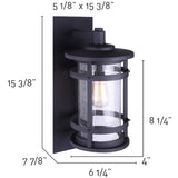 Duffy Outdoor Downward Coach Fixture - Black with Seeded Glass, 15-3/8''