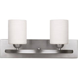 Hampton 2 Light Vanity Light Fixture - Brushed Pewter with Opal Glass