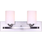 Hampton 2 Light Vanity Light Fixture - Brushed Pewter with Opal Glass