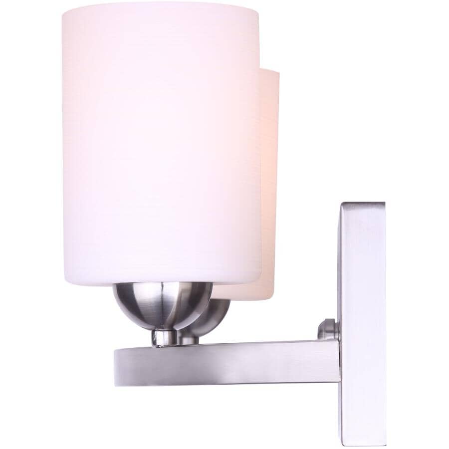 Hampton 2 Light Vanity Light Fixture - Brushed Pewter with Opal Glass