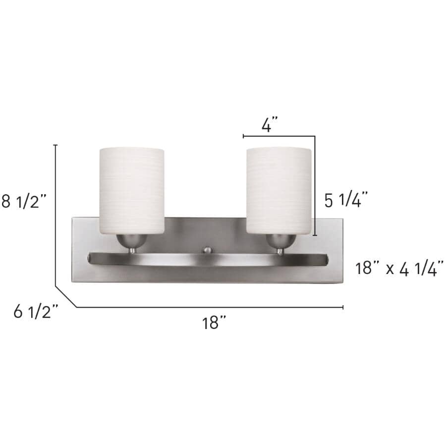 Hampton 2 Light Vanity Light Fixture - Brushed Pewter with Opal Glass