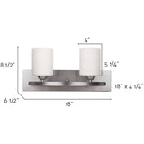 Hampton 2 Light Vanity Light Fixture - Brushed Pewter with Opal Glass