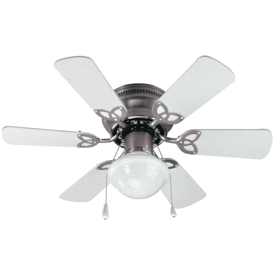 Twister 30" Ceiling Fan with Light - Reversible Blades, Brushed Pewter