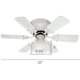 Twister 30" Ceiling Fan with Light - Reversible Blades, White