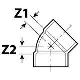 1-1/2" Hub x Hub ABS 45 Degree Elbow