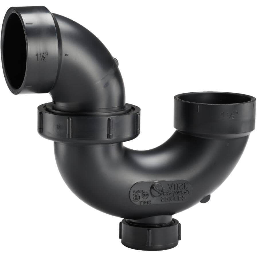 1-1/2" Hub x Hub ABS Adjustable P-Trap with Cleanout & Union Connection
