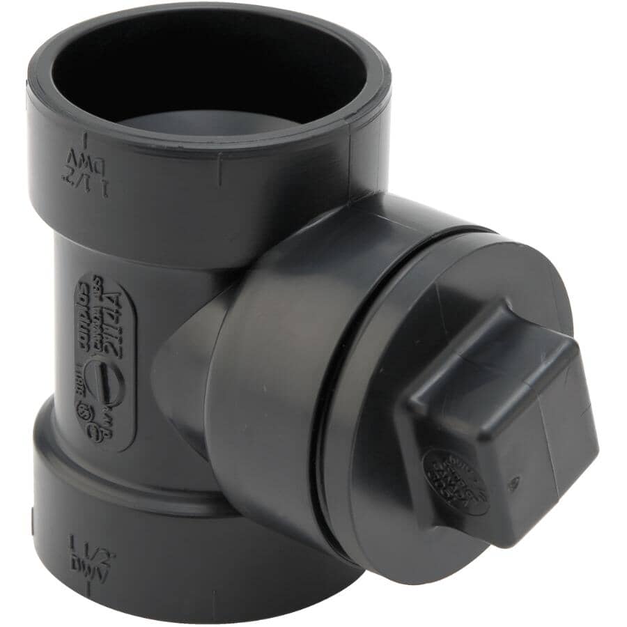 1-1/2" Hub x Hub ABS Cleanout Tee with Plug