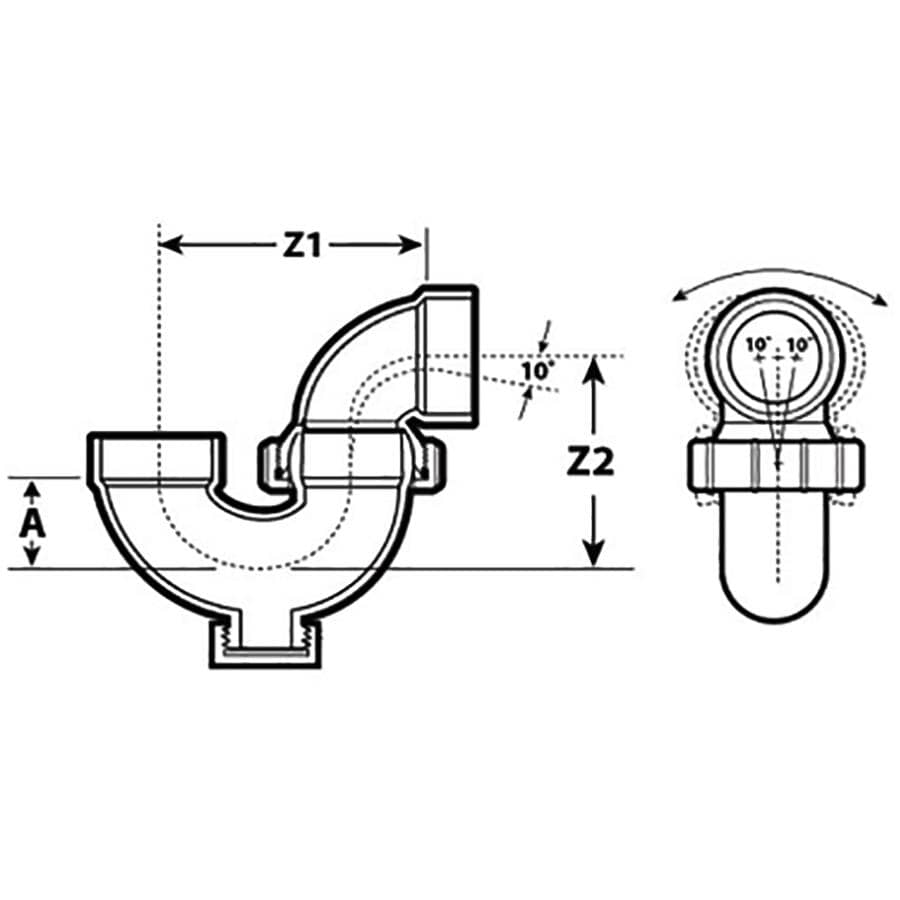 1-1/2" Hub x Hub ABS PermOseal P-Trap with Cleanout & Union Connection