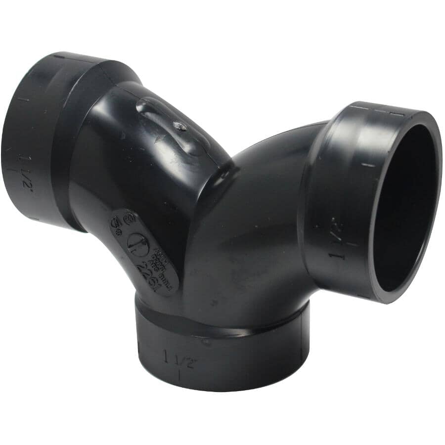 1-1/2" Hub x Hub x Hub ABS 90 Degree 3 Way Elbow