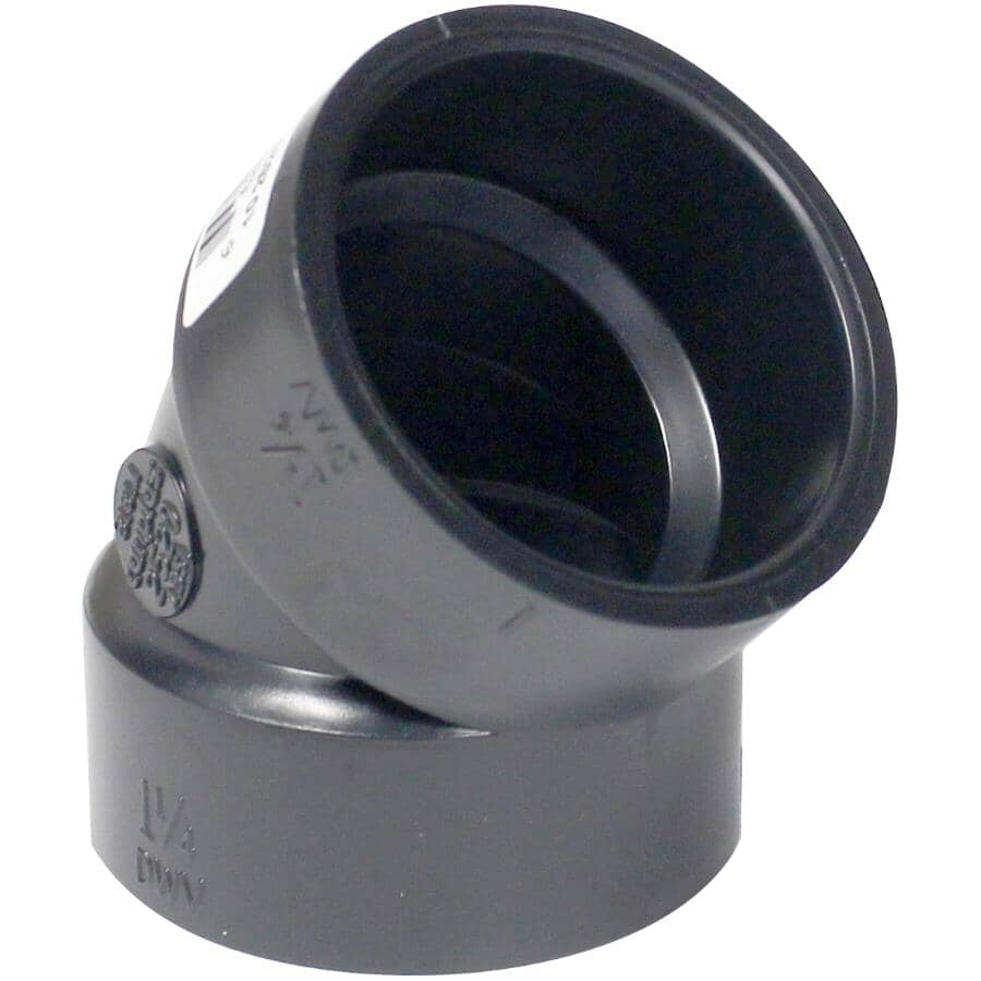 1-1/4" Hub x Hub ABS 45 Degree Elbow