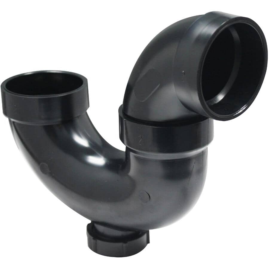 2" Hub x Hub ABS P-Trap with Cleanout & Solvent Weld Joint