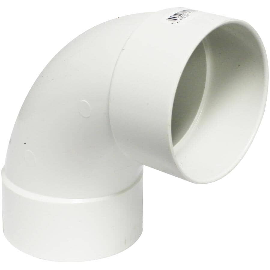 3" Hub x Hub 90 Degree PVC Long Turn Sweep Sewer Elbow