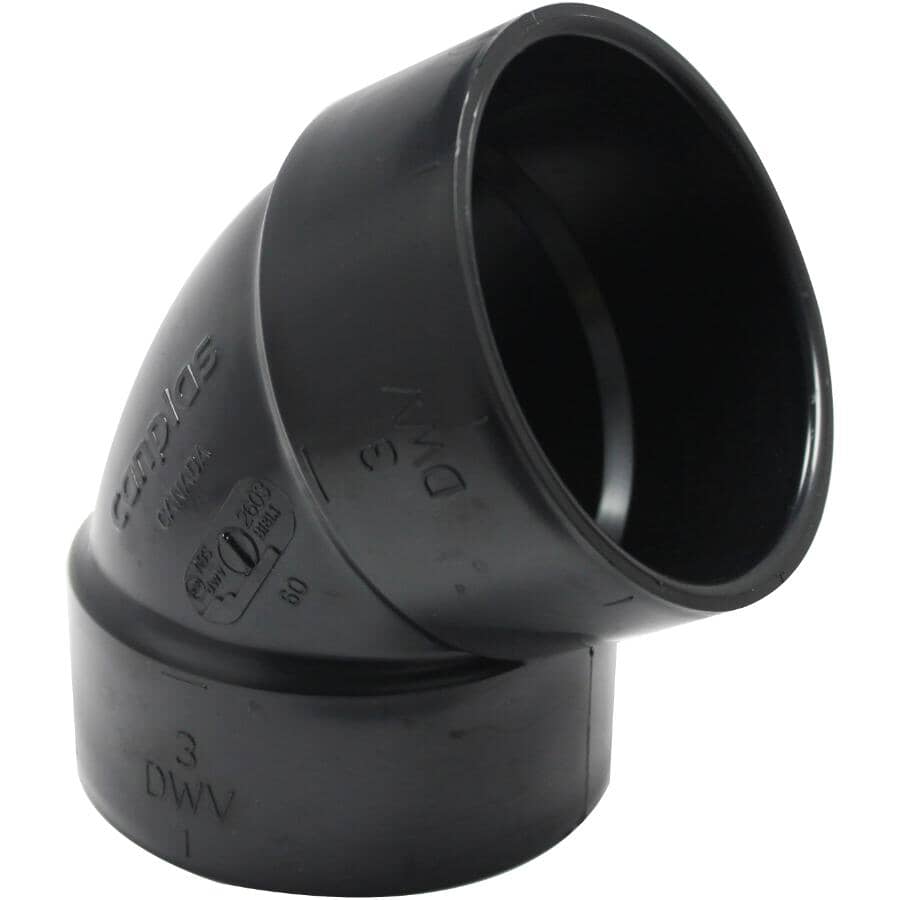 3" Hub x Hub ABS 60 Degree Elbow