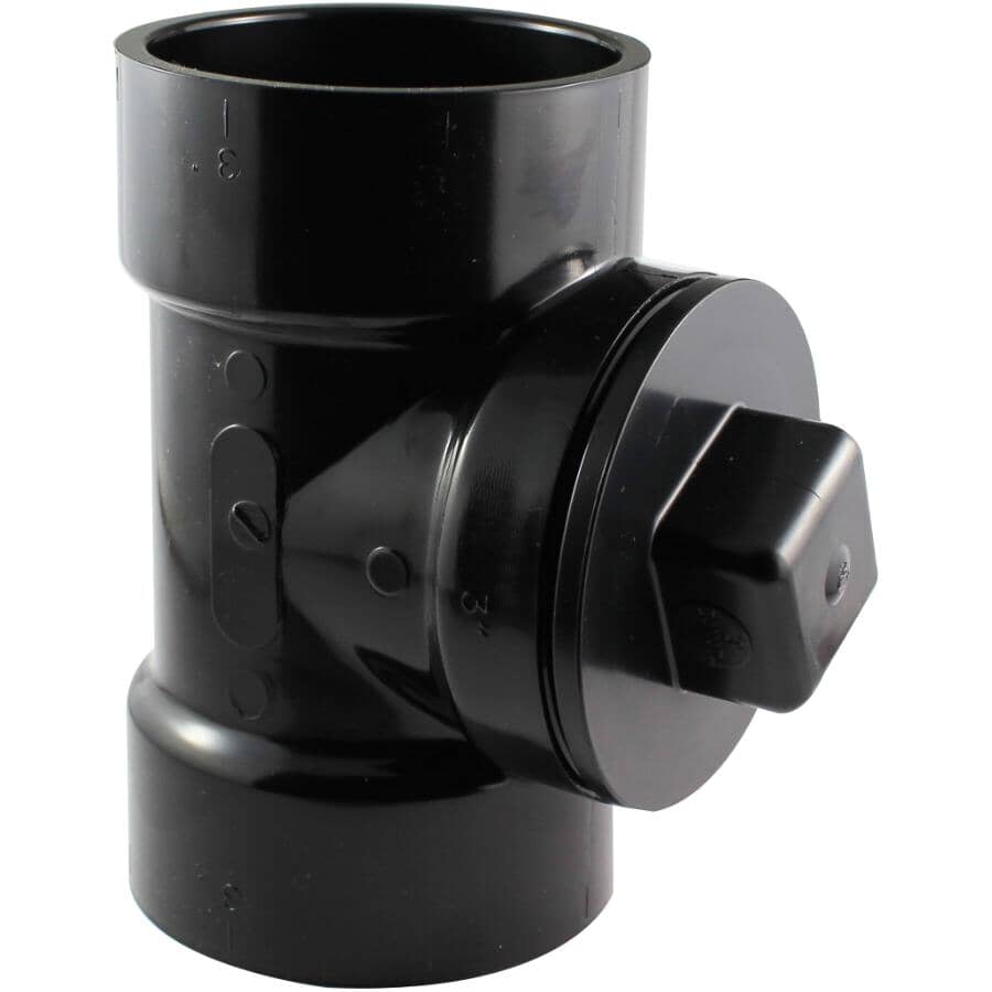 3" Hub x Hub ABS Cleanout Tee with Plug