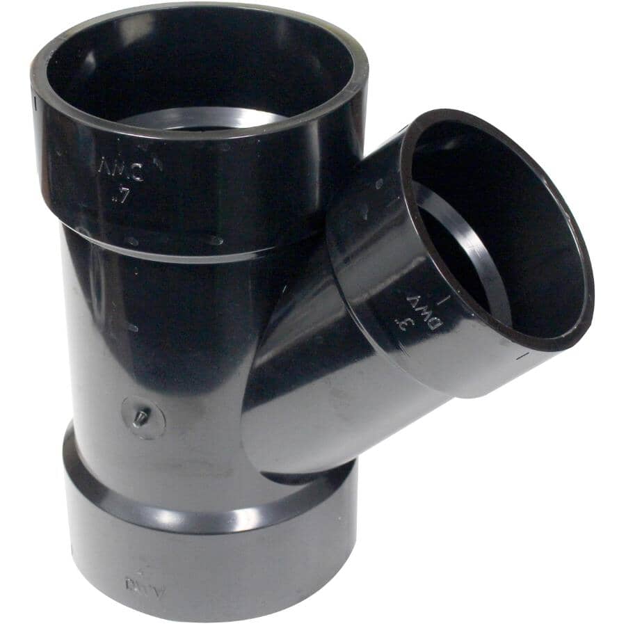 4" Hub x 4" Hub x 3" Hub ABS 45 Degree Reducing Wye