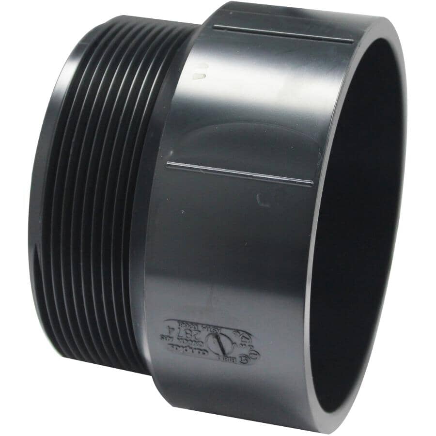 4" Hub x 4" MPT ABS Adapter