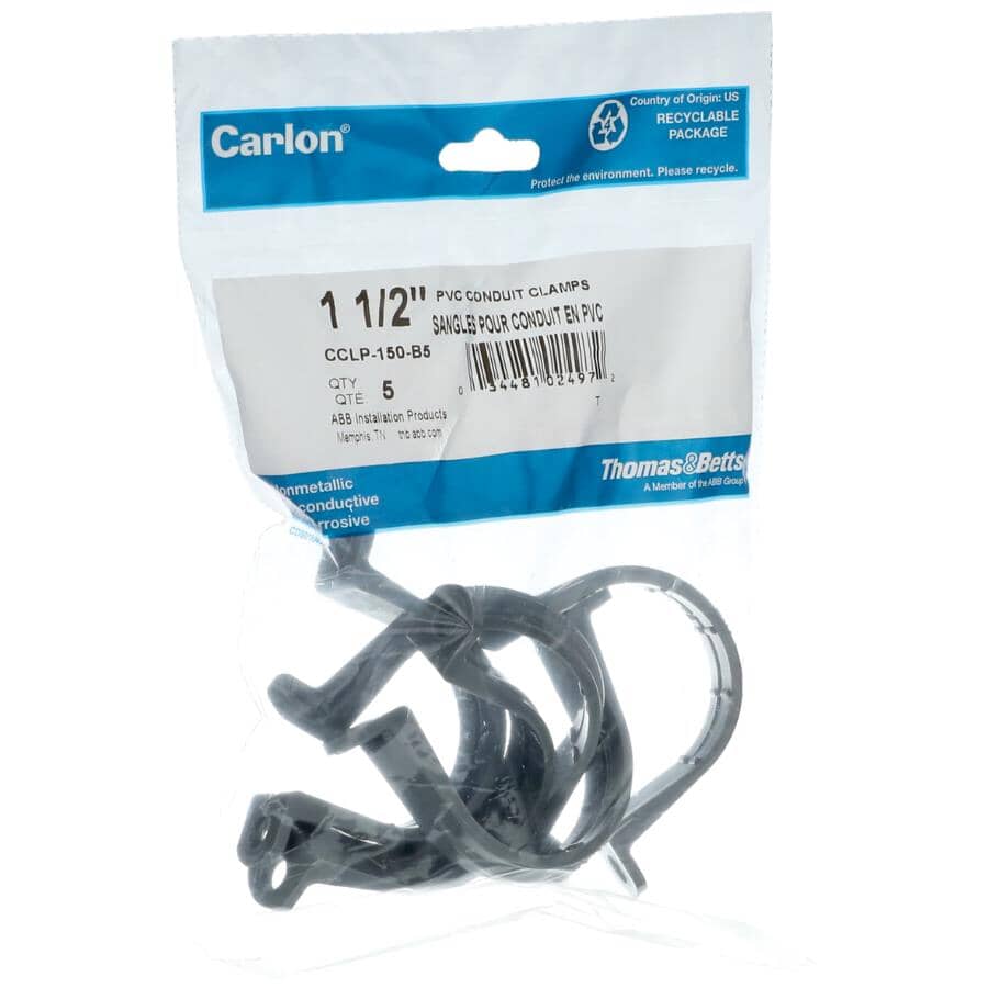 5 Pack 1-1/2" 2 Hole PVC Conduit Clamps