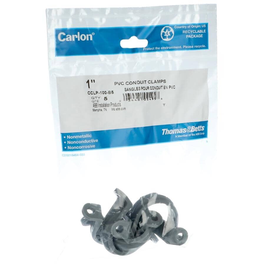 5 Pack 1" 2 Hole PVC Conduit Clamps