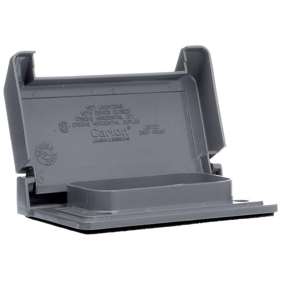 Deluxe Horizontal Grey Weatherproof Duplex Receptacle Cover