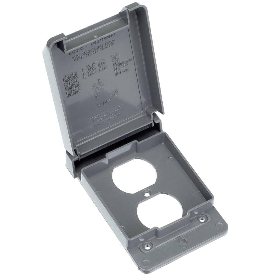 Grey Vertical Weatherproof Duplex Receptacle Cover