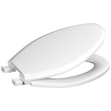 Elongated Plastic Toilet Seat - with Closed Front + Safety Close + Lift & Clean, White