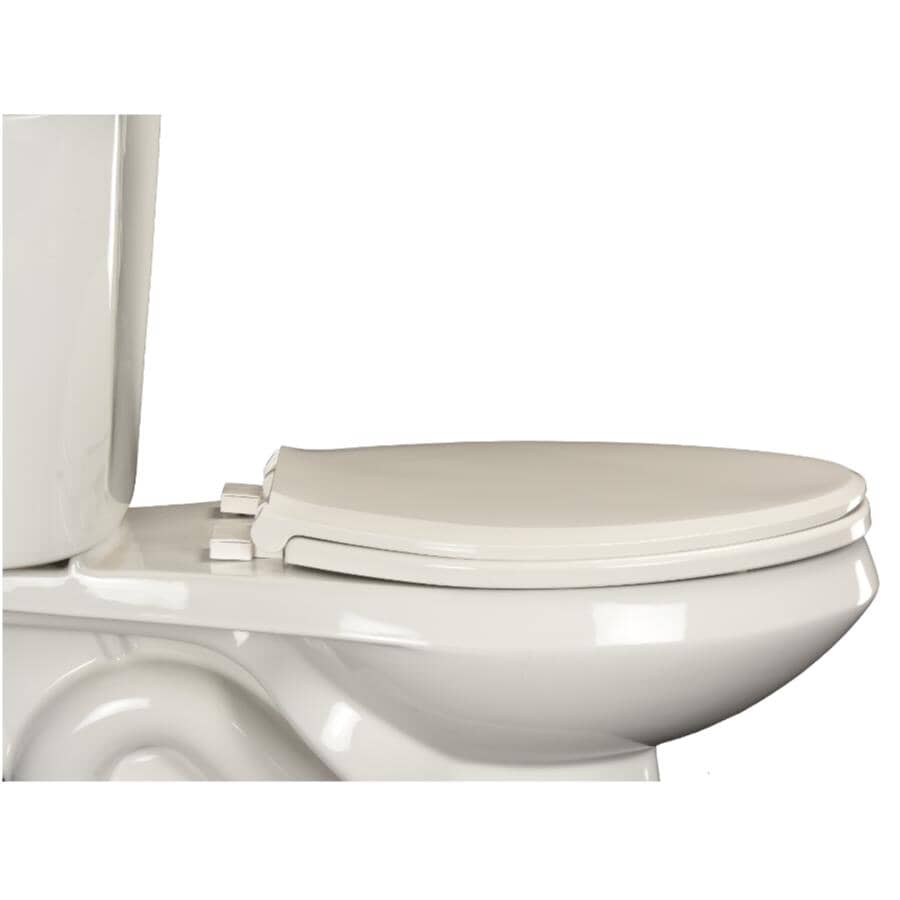 Elongated Plastic Toilet Seat - with Closed Front + Slow Close, White