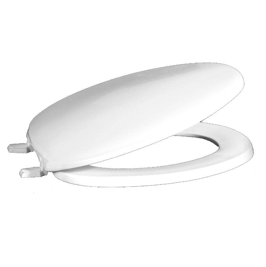 Elongated Plastic Toilet Seat - with Closed Front, White