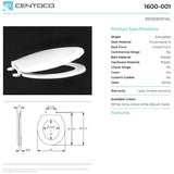 Elongated Plastic Toilet Seat - with Closed Front, White
