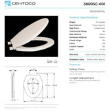 Elongated Plastic Toilet Seat - with Closed Front + Slow Close, White
