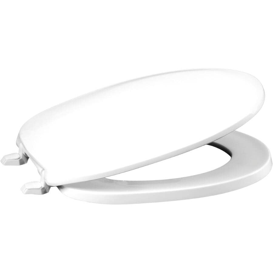 Round Plastic Toilet Seat - with Closed Front, White