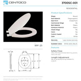 Round Plastic Toilet Seat - with Closed Front + Slow Close, White