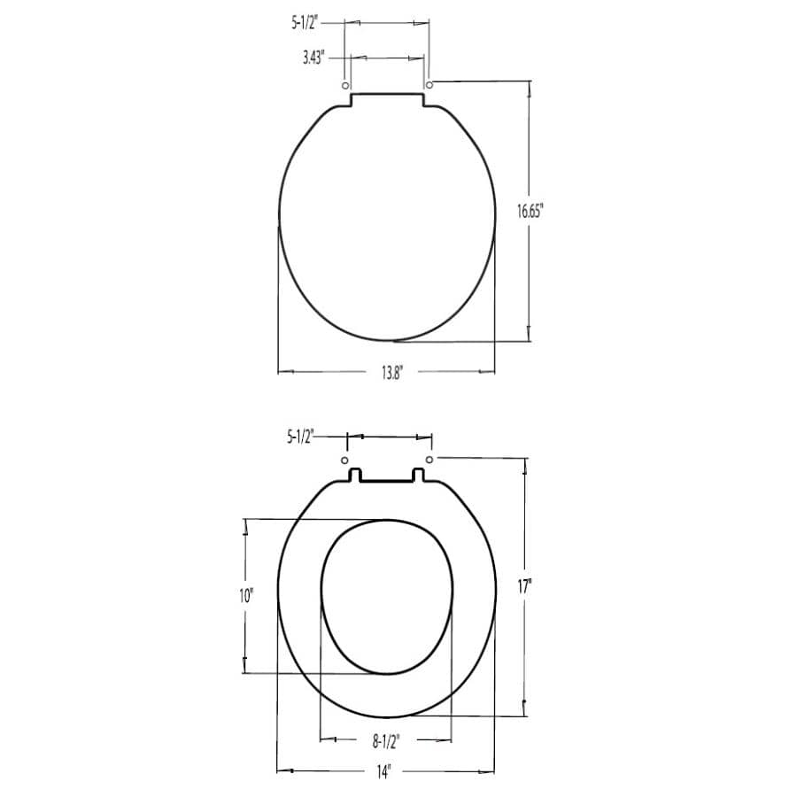 Round Plastic Toilet Seat - with Closed Front, White