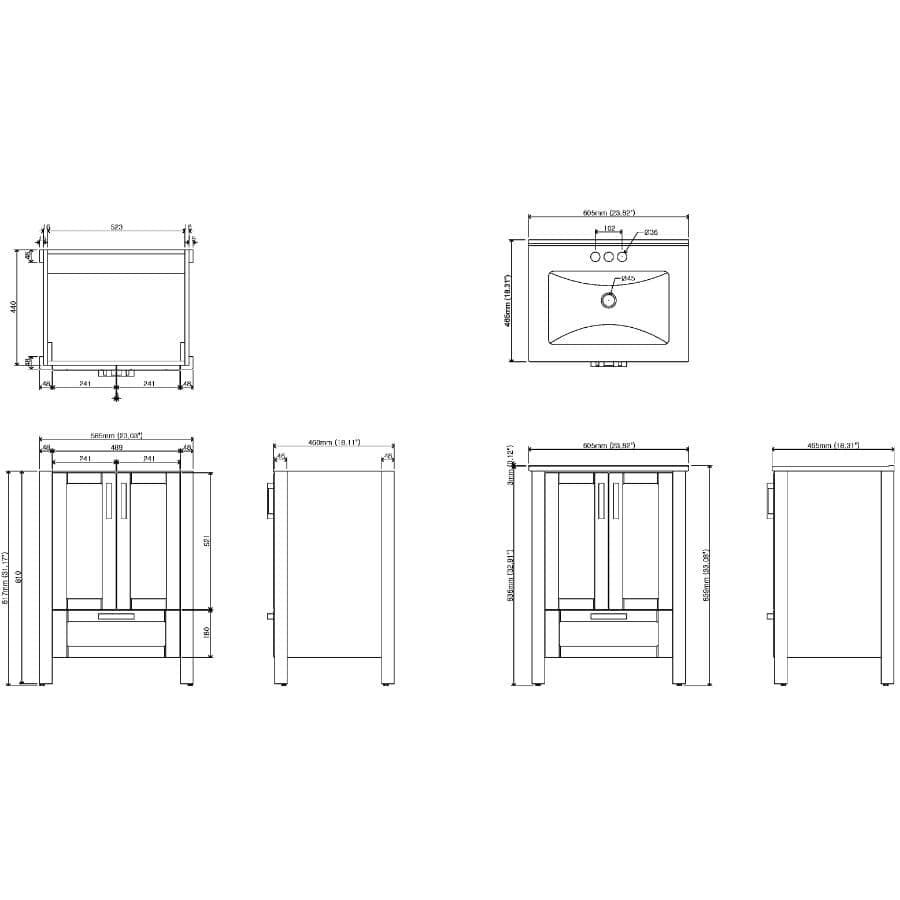 24" W x 18" D Clare Vanity with Vitreous China Top - White