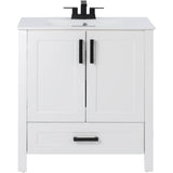 30" W x 18" D Clare Vanity with China Top - White