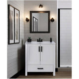 30" W x 18" D Clare Vanity with China Top - White