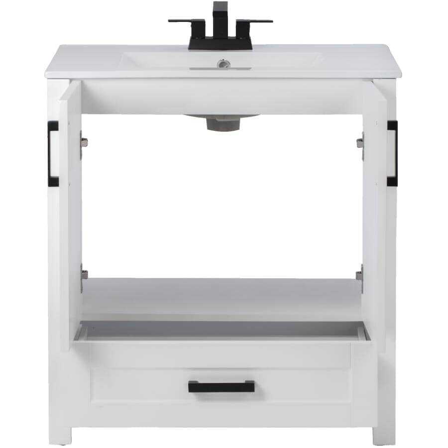 30" W x 18" D Clare Vanity with China Top - White