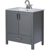 30" W x 18" D Clare Vanity with Vitreous China Top - Grey