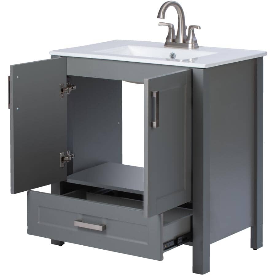 30" W x 18" D Clare Vanity with Vitreous China Top - Grey