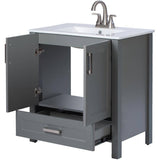 30" W x 18" D Clare Vanity with Vitreous China Top - Grey