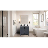 30" W x 18" D Saffron Vanity with Vitreous China Top - Two Doors + Single Drawer, Dark Blue