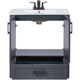 30" W x 18" D Saffron Vanity with Vitreous China Top - Two Doors + Single Drawer, Dark Blue