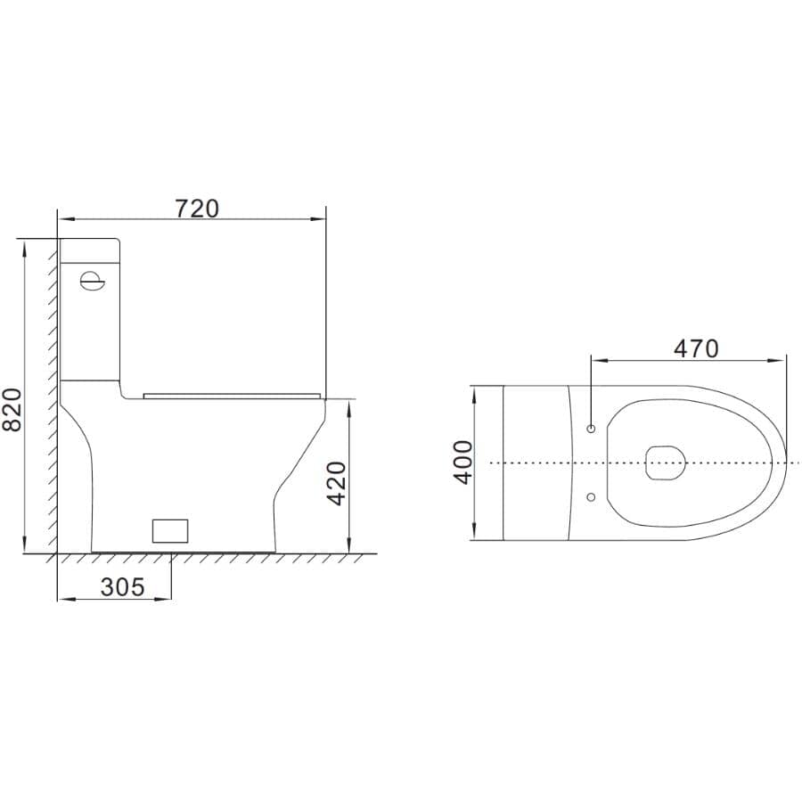 4.8 L Kalie Elongated Toilet -  with Concealed Trapway, 16.5" Accessible Height, White