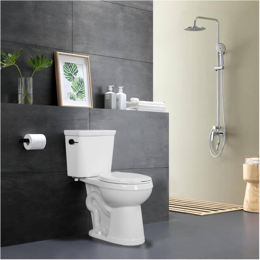 4.8 L Sasha Round Toilet - 18", White + Black Handle