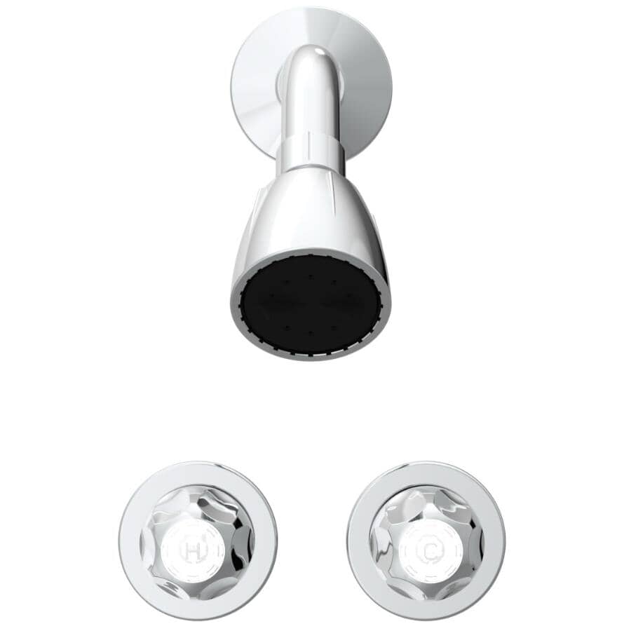 2 Handle Shower Stall Faucet - with ShowerHead, Chrome