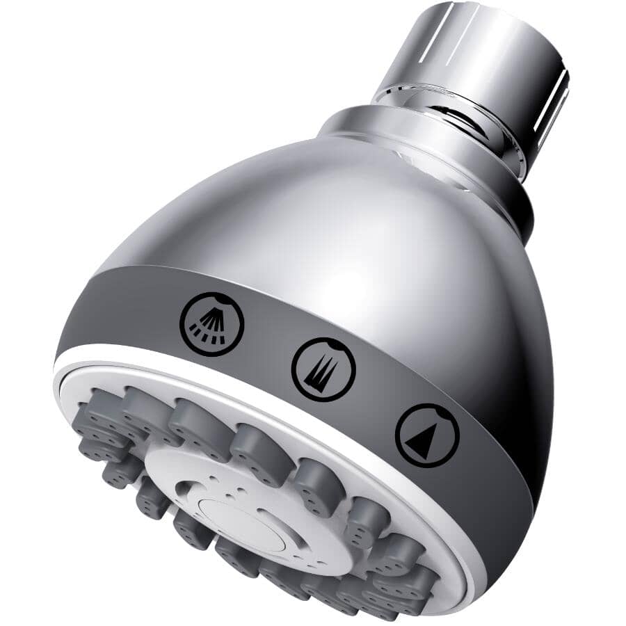 3 Setting Wall Mount Showerhead - Chrome Plated
