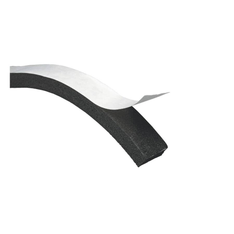 3/8" x 3/8" x 10' Black Rubber Sponge Weatherstripping Tape